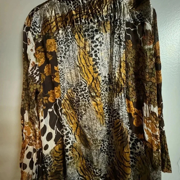 Berek women’s Animal Print jogger zipup wind breaker Satin Jacket XL lightweight - Picture 3 of 8
